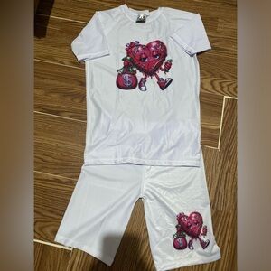 Women’s P4K Heartbreaker Money Bag Short Set.Tight Fit.(Brand New)